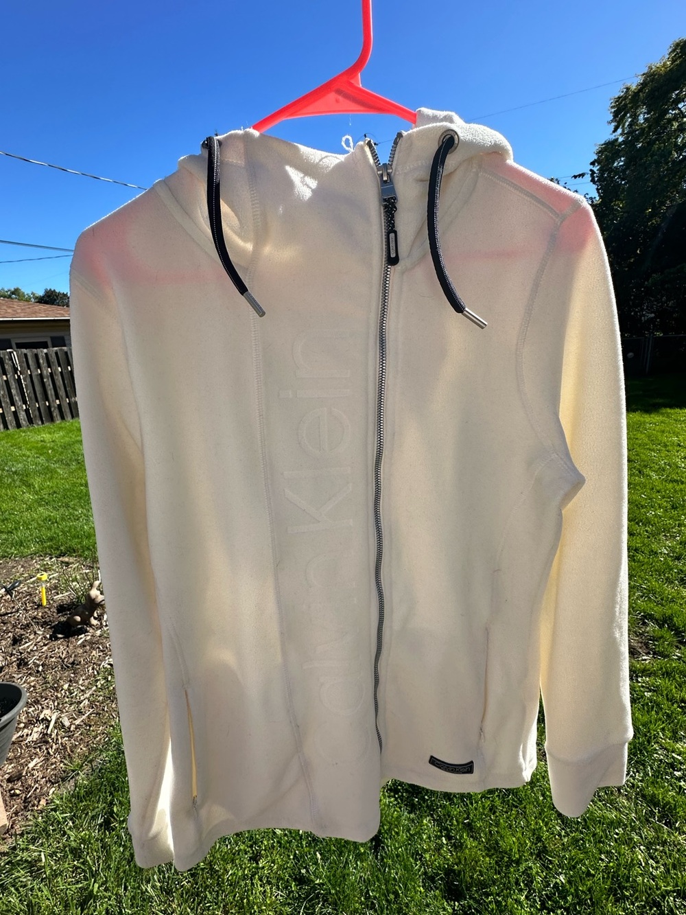 Calvin Klein Cream Zip-Up Hoodie Sweater